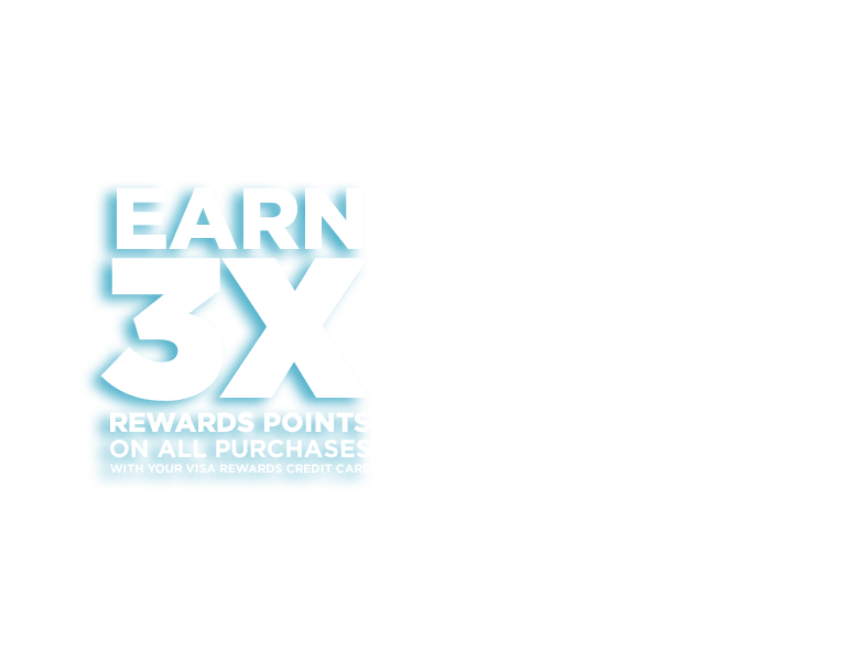 Earn 3x reward points on all purchases with your visa rewards credit card.