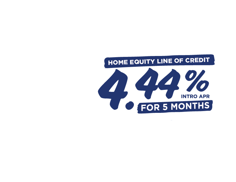 Home Equity line of credit: 4.44% intro APR for 5 months.