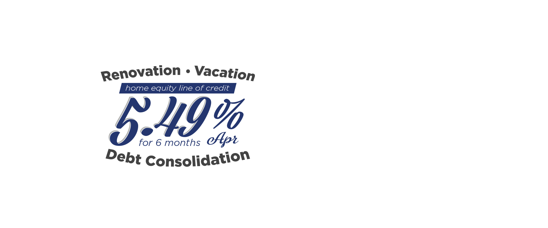 Vacation. Renovation. Debt Consolidation. Home equity line of credit rates as low as 5.49% APR for 6 months.