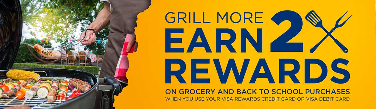 Earn more on Travel, fuel, and dining. 2X rewards points with the visa rewards credit card or 3% cash back with the visa siganture credit card