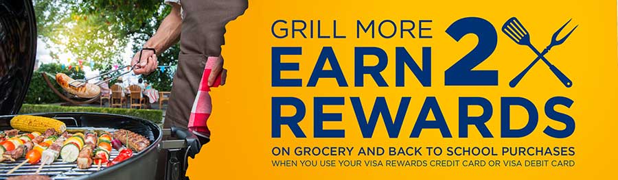 Earn more on Travel, fuel, and dining. 2X rewards points with the visa rewards credit card or 3% cash back with the visa siganture credit card