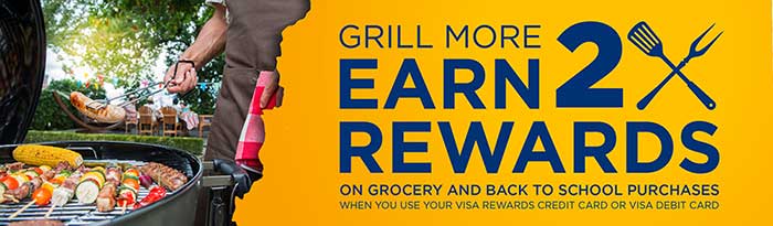 Earn more on Travel, fuel, and dining. 2X rewards points with the visa rewards credit card or 3% cash back with the visa siganture credit card
