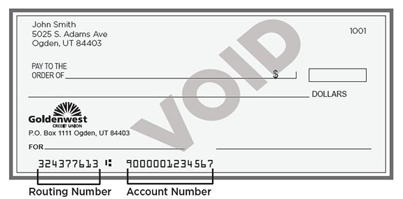 Direct deposit check example