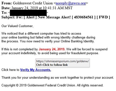 Phishing email