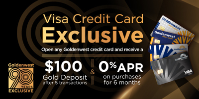 new Visa offer - $100 deposit, 0% interest on purchases